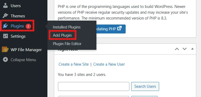 Add Plugin section in WordPress dashboard for installing WP EasyPay