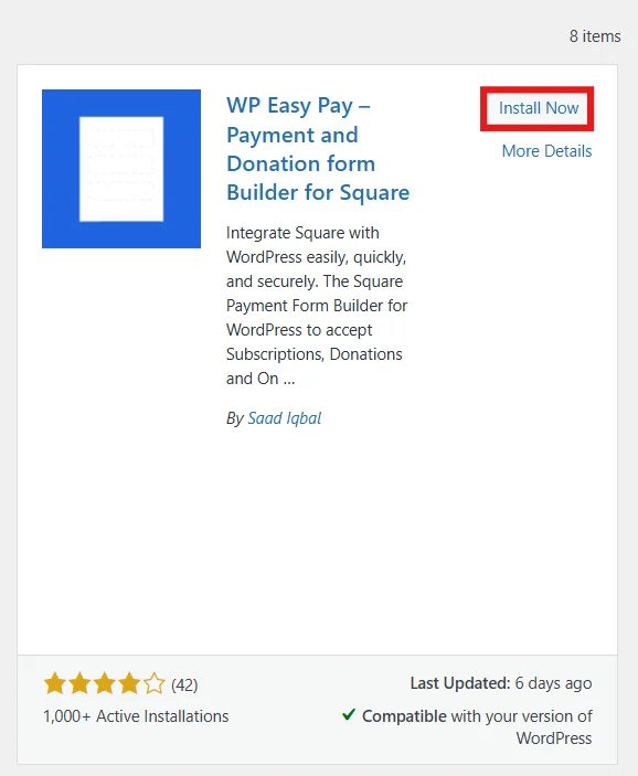 Finding the correct WP EasyPay plugin in WordPress plugin results
