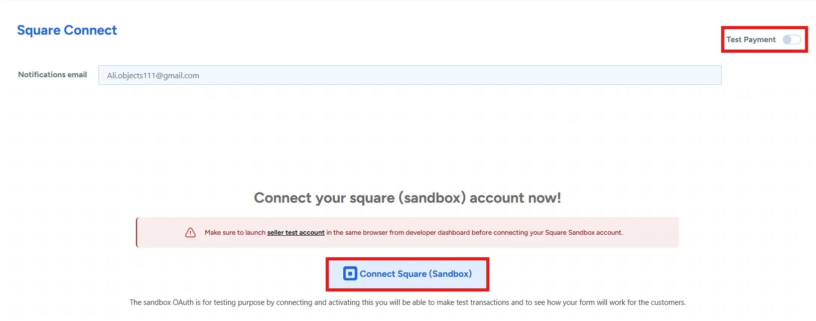 Clicking the Connect Square link in WP EasyPay settings
