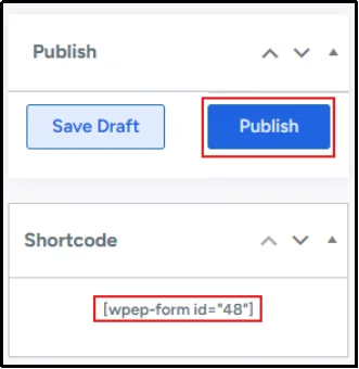 Copy the shortcode generated for the donation form in WP Easy Pay