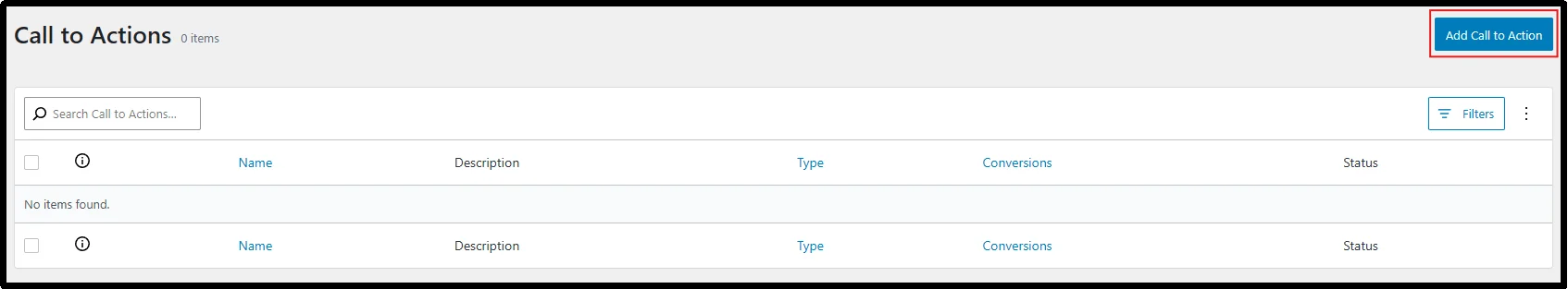 Click the Add Call to Action button in Popup Maker