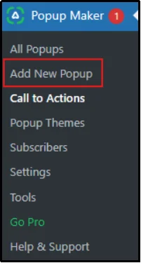 Select the Add New Popup option in Popup Maker