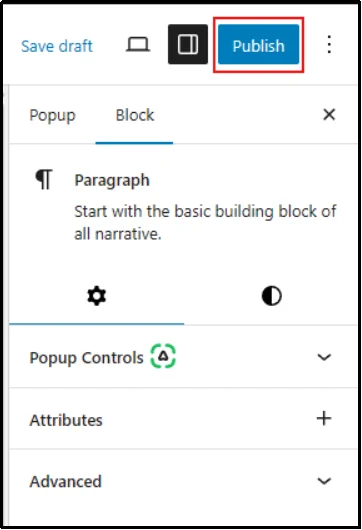 Click the Publish button to make the donation popup live
