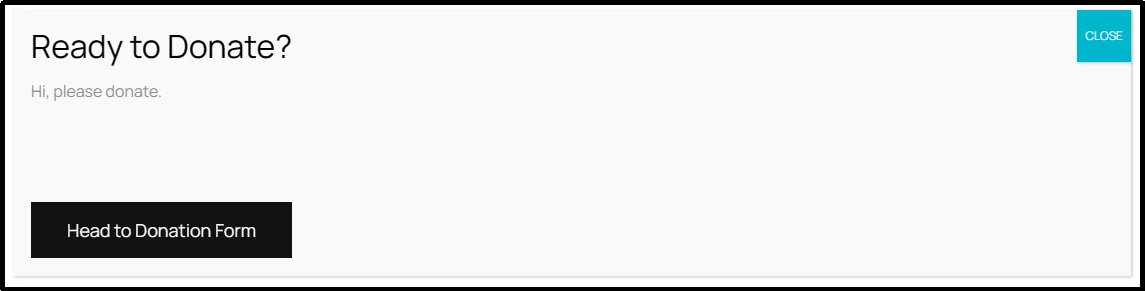 Example of a basic WordPress donation popup displayed on a website